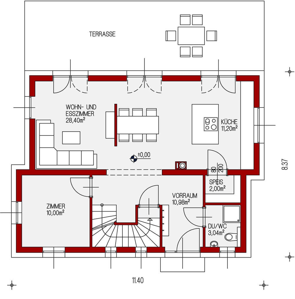 Planungsvorschlag Ziegelmassivhaus Assolato