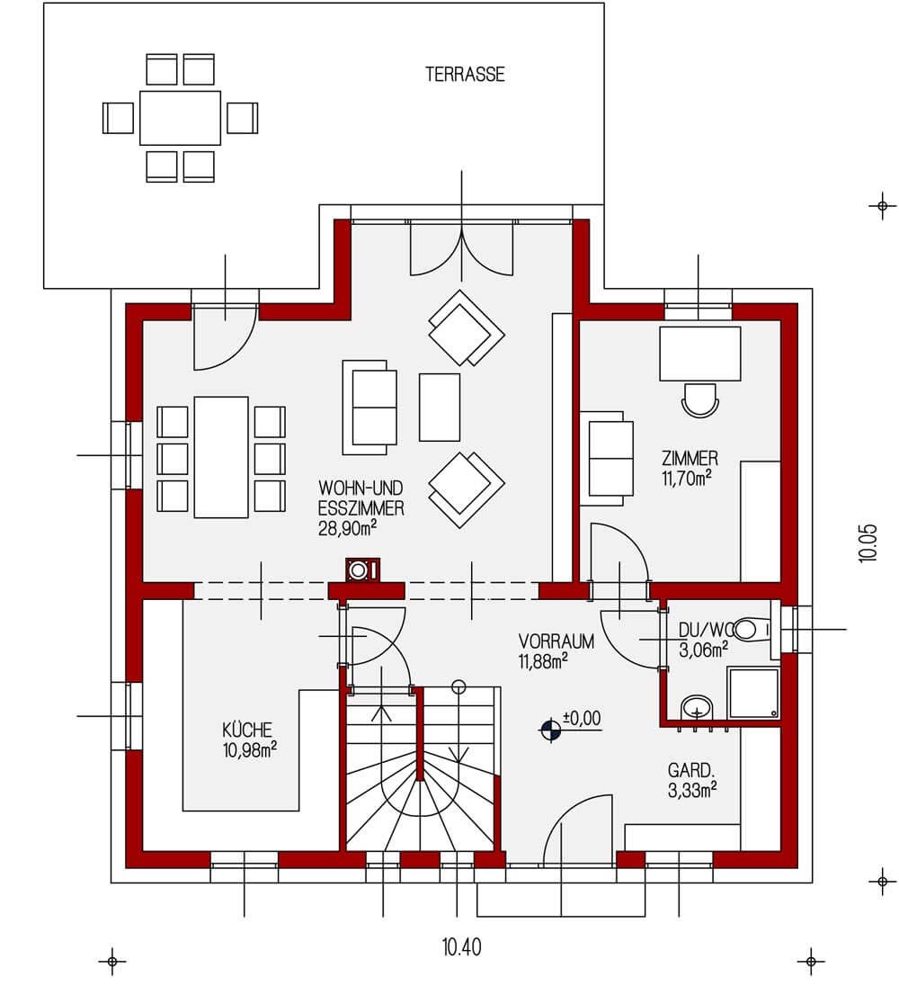Erdgeschoß MATTONE 131 Designvorschlag Haus – WAHA Gmbh
