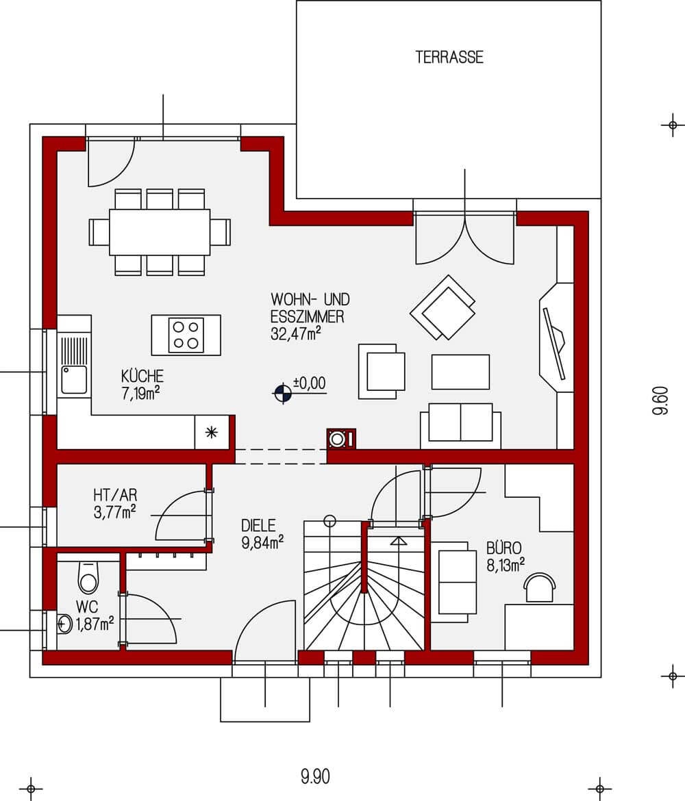 Planungsvorschlag Ziegelmassivhaus Sottile