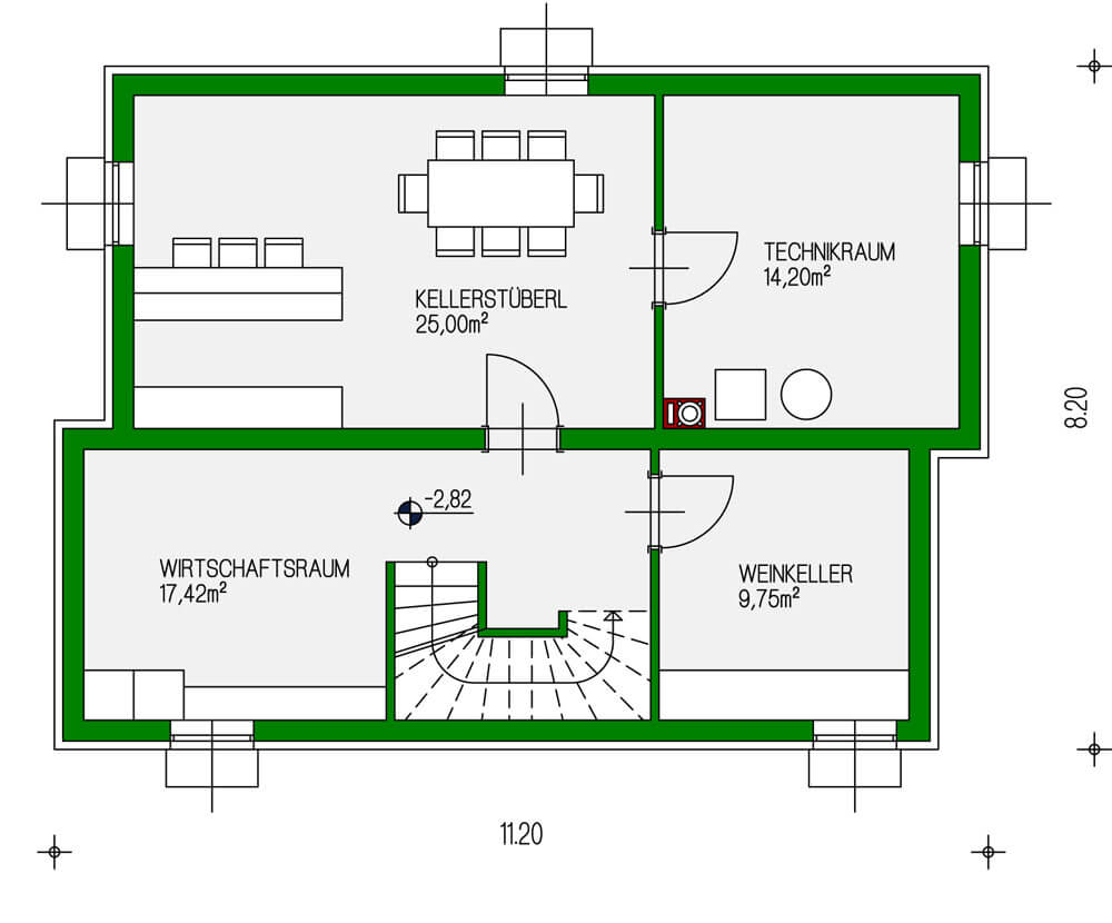 Planungsvorschlag Ziegelmassivhaus Assolato Keller