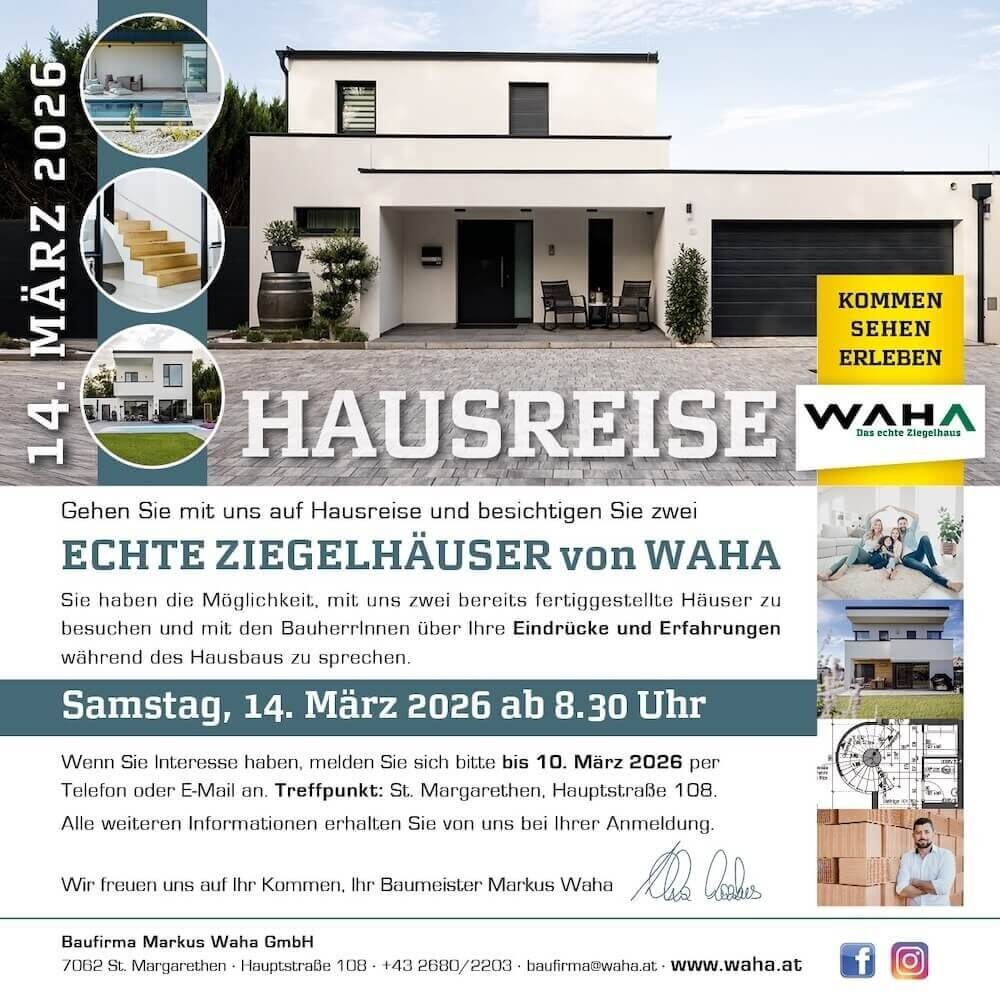 Einladung zur WAHA Hausreise am 14. März 2026