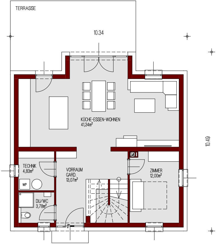 Grundriss Haus Mattone Erdgeschoss – WAHA GmbH