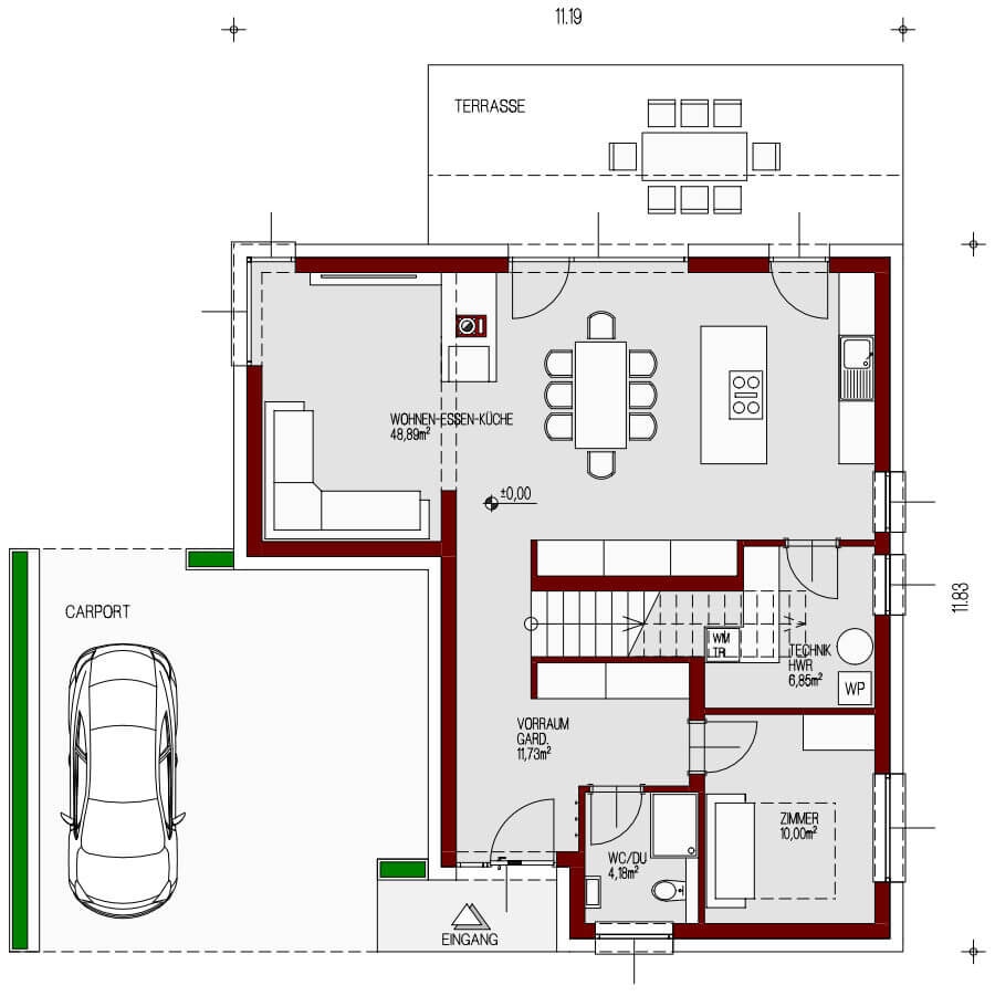 Grundriss Haus Lumera EG – Waha GmbH