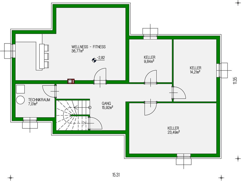 Planungsvorschlag Ziegelmassivhaus Piatto Keller