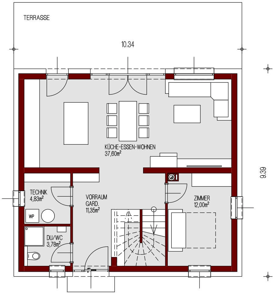Grundriss Haus Altezza EG – WAHA GmbH
